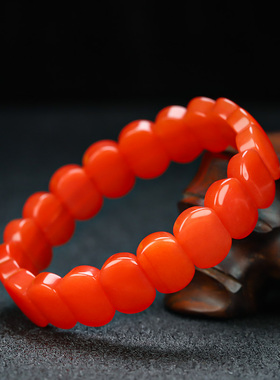 和田玉南红玛瑙手串手排新疆玉红玉老型珠手链手排男女款玉石手饰