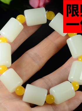 天然和田玉桶珠手链路路通佛珠