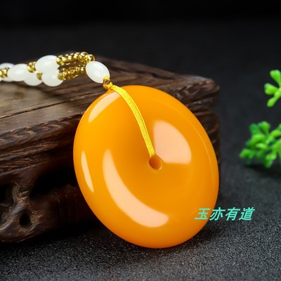 天然和田玉黄玉平安扣吊坠男女款黄龙玉大号平安扣挂件玉佩玉项链