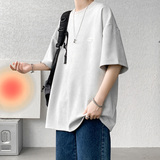 DX1533`重磅280克抖音-麂皮绒-宽松情侣短袖T恤男P3548灰，男装T恤，电商A066