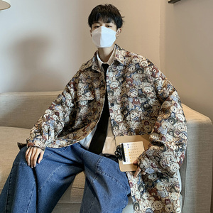 CT11宽松情侣港风大码小熊刺绣ins衬衫夹克外套男   P68控价88图片