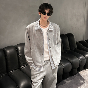 KT1036垫肩款假两件条纹金属夹克卫衣外套男P88（配套裤子TC01）图片