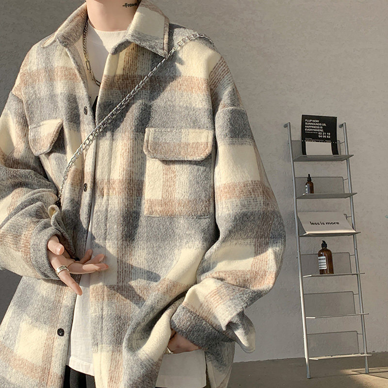 CT29宽松美拉德呢料外套男学生港味夹克P68,男装夹克,电商A066