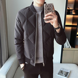 2308`休闲外套立领合身羽绒棉衣棉服男P115灰绿，男装棉衣，电商A066