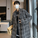 FT05情侣港风宽松大码小香风ins格子西装外套男P105118黑，男装西服套装，电商A066