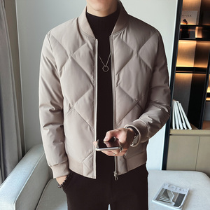 2308`休闲外套 立领合身 羽绒棉衣棉服男P115灰绿图片