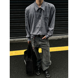 CR002`暗黑风全棉格子潮牌高街ins衬衫男女P55，男装衬衫，电商A066