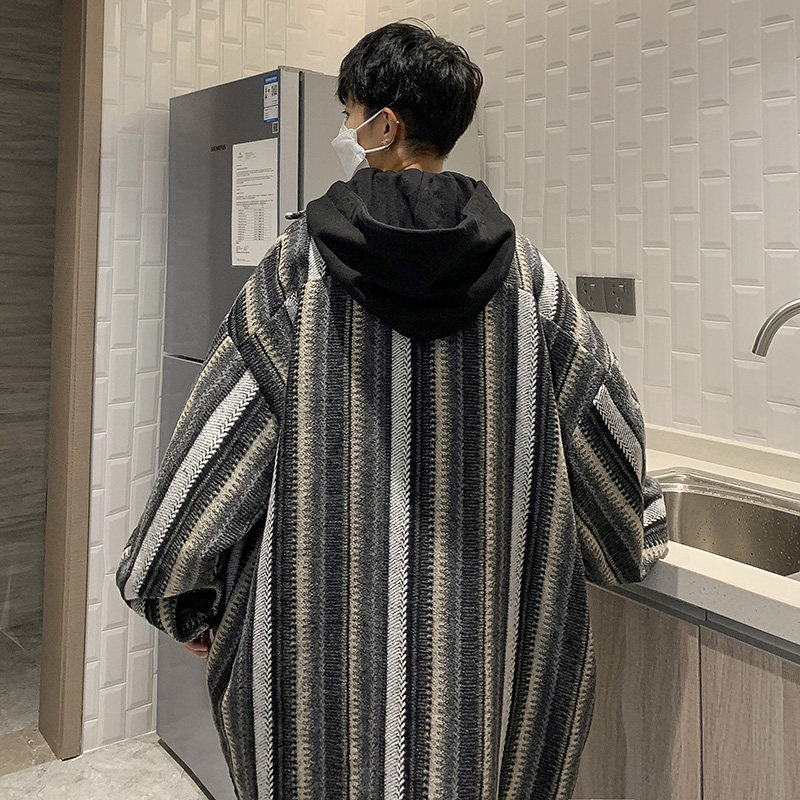 CT03港风大码宽松ins情侣民族风呢料夹克衬衫外套男P6888棕,男装民族服装,电商A066