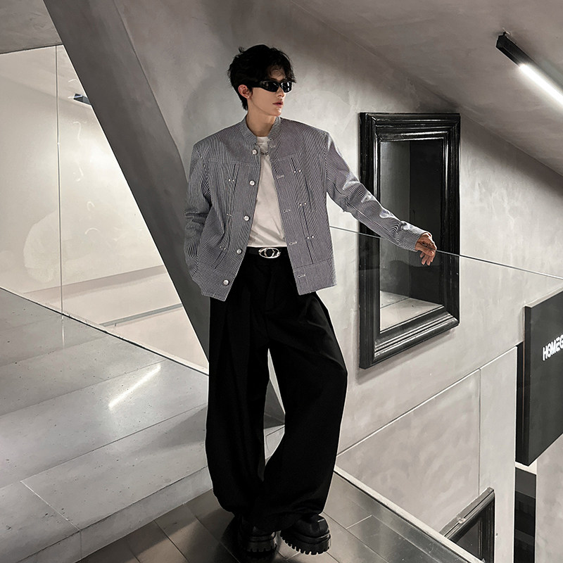 KT1033垫肩款立体剪裁秀场百搭珍珠休闲中式夹克外套男P108,男装夹克,电商A066