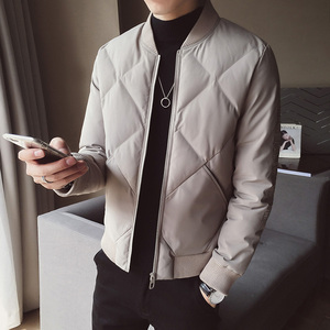 2308`休闲外套 立领合身 羽绒棉衣棉服男P115灰绿图片