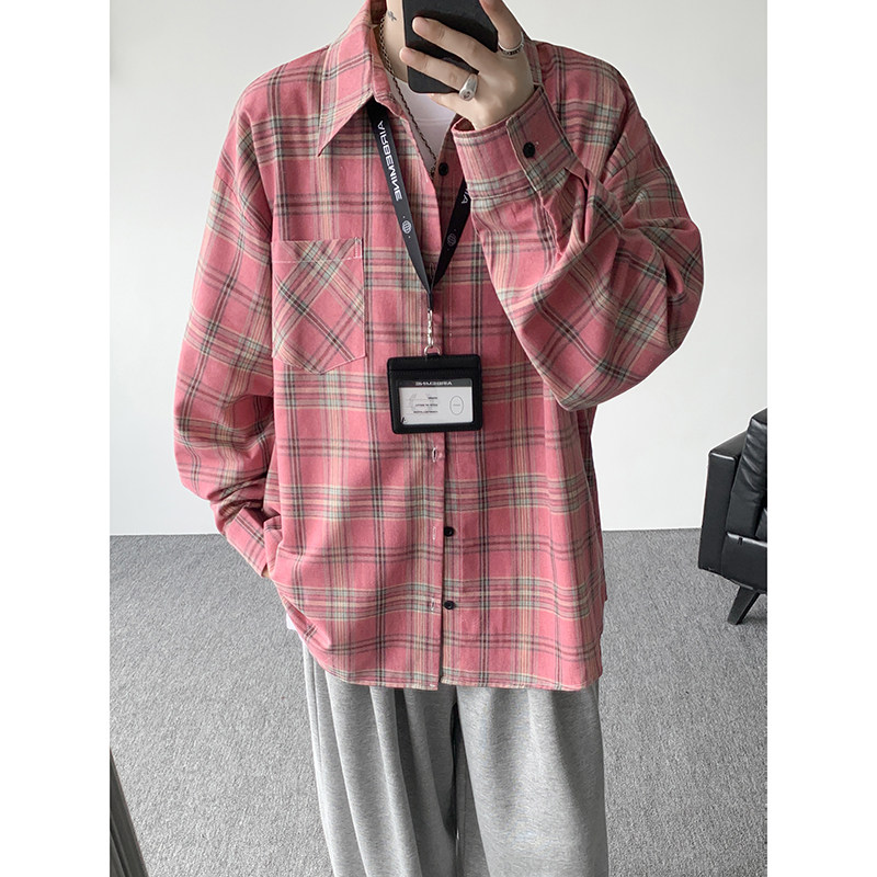 CR018`格子潮牌高街ins衬衫男女P38,男装衬衫,电商A066
