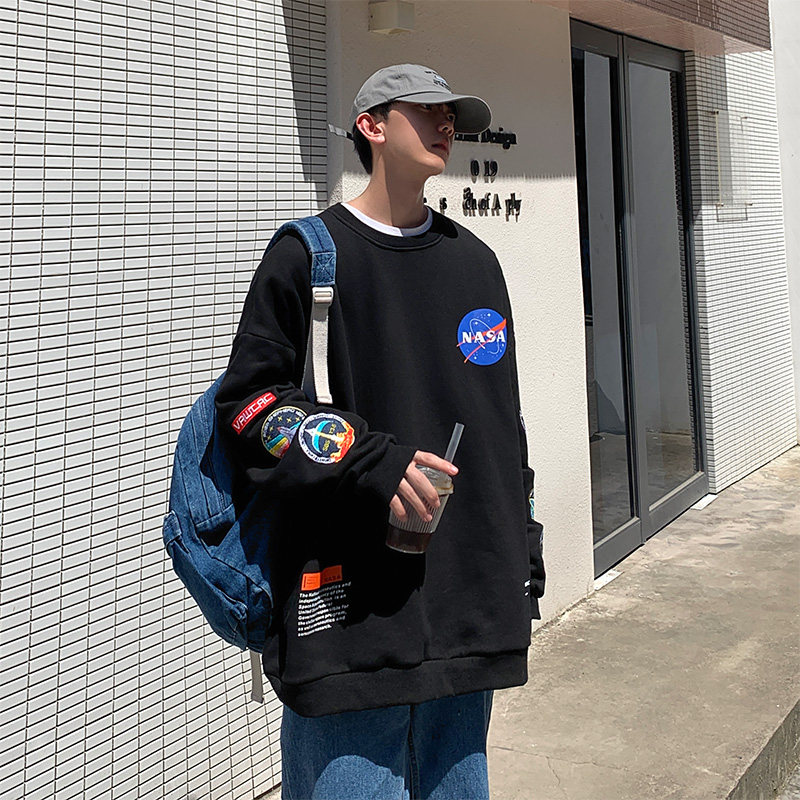 WS02重工艺万针刺绣印花圆领套头宽松大码卫衣男P45,男装卫衣,电商A066