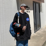 WS02重工艺万针刺绣印花圆领套头宽松大码卫衣男P45，男装卫衣，电商A066