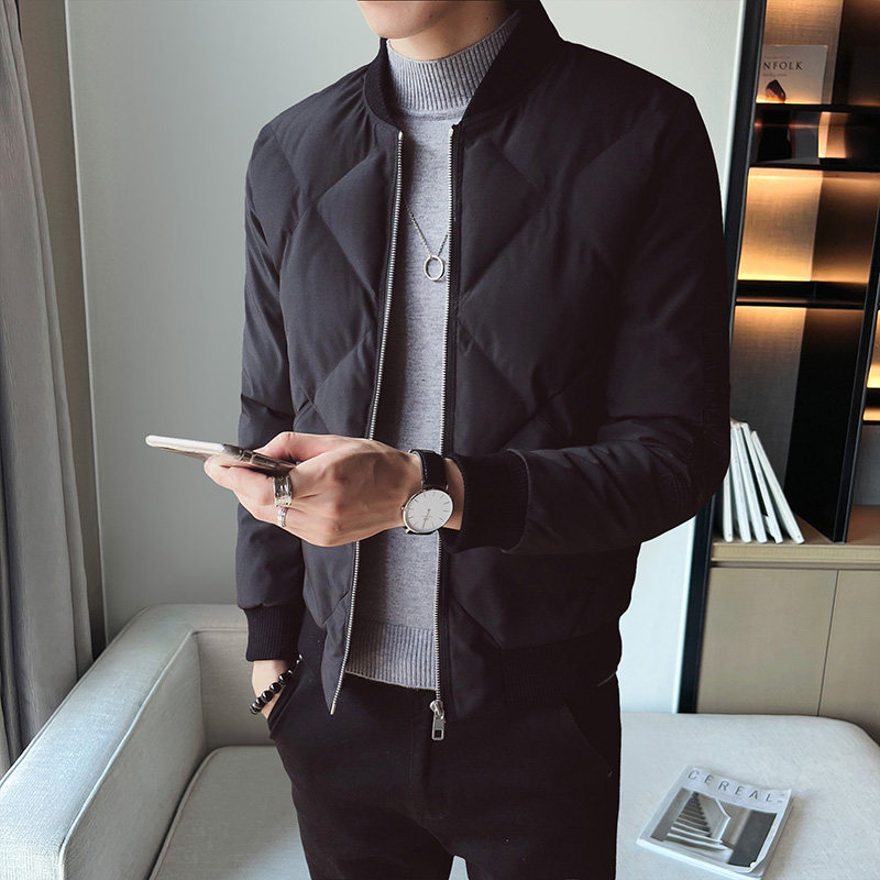 2308`休闲外套立领合身羽绒棉衣棉服男P115灰绿,男装棉衣,电商A066