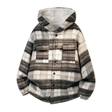 MH15`条纹ins加厚中长款羊羔毛呢料外套连帽棉衣棉服男P118，男装棉衣，电商A066