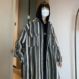 CT03港风大码宽松ins情侣民族风呢料夹克衬衫外套男P68 88棕图片