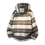 MH15`条纹ins加厚中长款羊羔毛呢料外套连帽棉衣棉服男P118，男装棉衣，电商A066