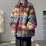 MH05`条纹ins加厚中长款羊羔毛外套棉衣棉服男P118，男装棉衣，电商A066