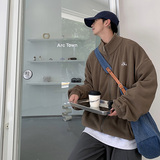 WS03ins宽松大码港风情侣开衫卫衣外套男P5878黑色，女装短外套，电商A066