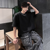 KT1011`垫肩款高级肌理感短袖T恤男ins潮牌上痞帅宽松短袖P40，男装T恤，电商A066