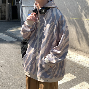 WS05宽松中性风大码港风ins卫衣外套男P6888杏色图片