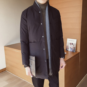 2108`休闲大口袋工装羽绒棉服中长款棉衣男  P135绿图片
