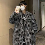 FT05情侣港风宽松大码小香风ins格子西装外套男P105118黑，男装西服套装，电商A066
