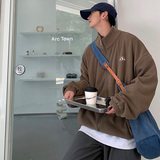 WS03ins宽松大码港风情侣开衫卫衣外套男P5878蓝色，女装短外套，电商A066