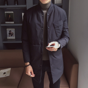 2108`大口袋工装羽绒棉服 中长款棉衣男P135 黑色图片