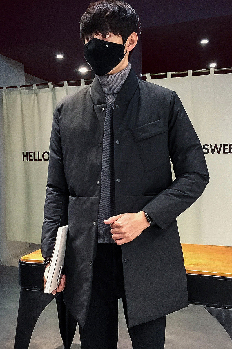 2108`大口袋工装羽绒棉服中长款棉衣男P135黑色,男装棉衣,电商A066