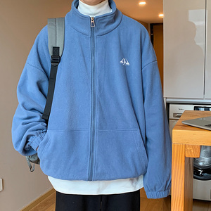 WS03ins宽松大码港风情侣开衫卫衣外套男P5878蓝色图片