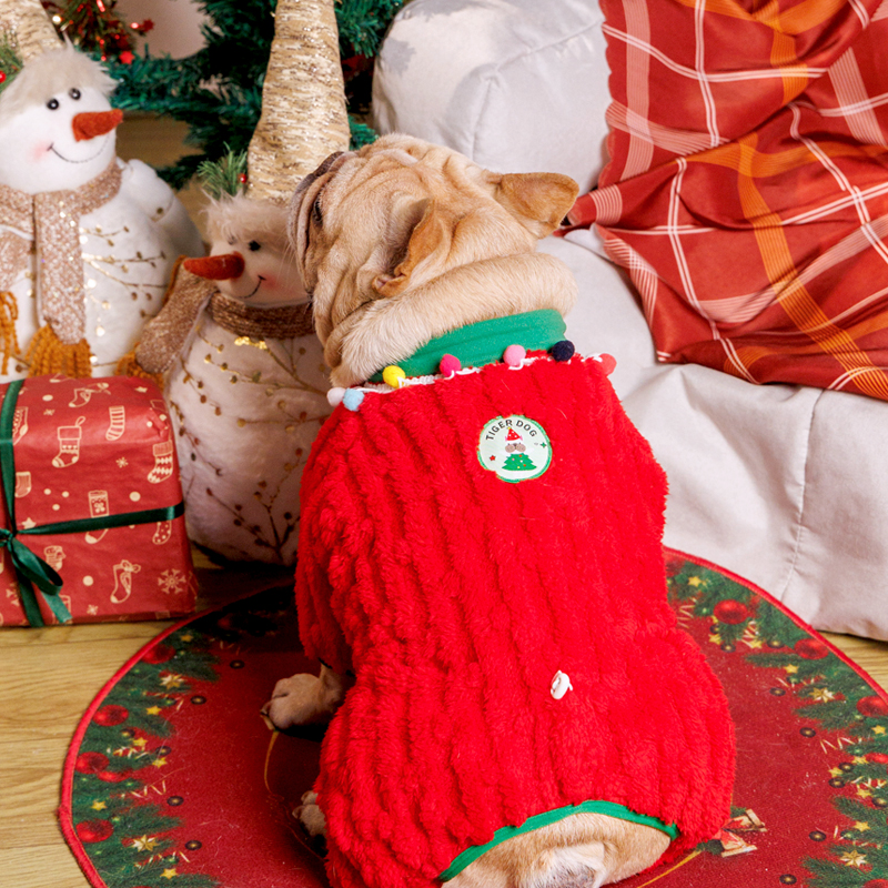 新年新年柔软亲肤巴哥小狗狗犬秋冬保暖四脚衣服法斗衣服