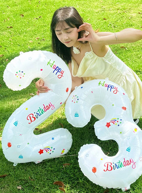 网红生日数字气球男女孩儿童3宝宝5周岁户外拍照派对装饰场景布置