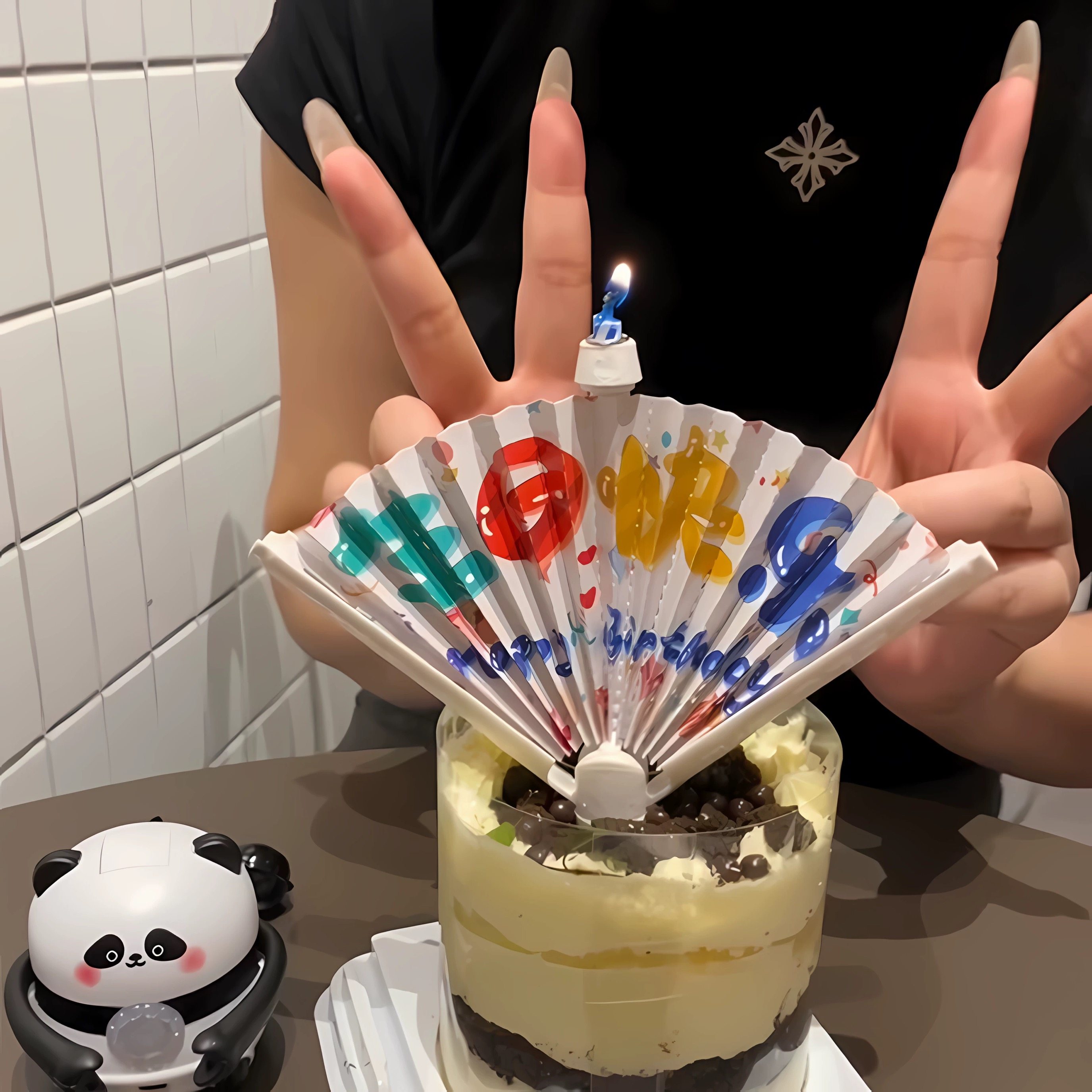 网红创意生日扇形蜡烛蛋糕惊喜横幅搞怪生日派对快乐装饰场景布置