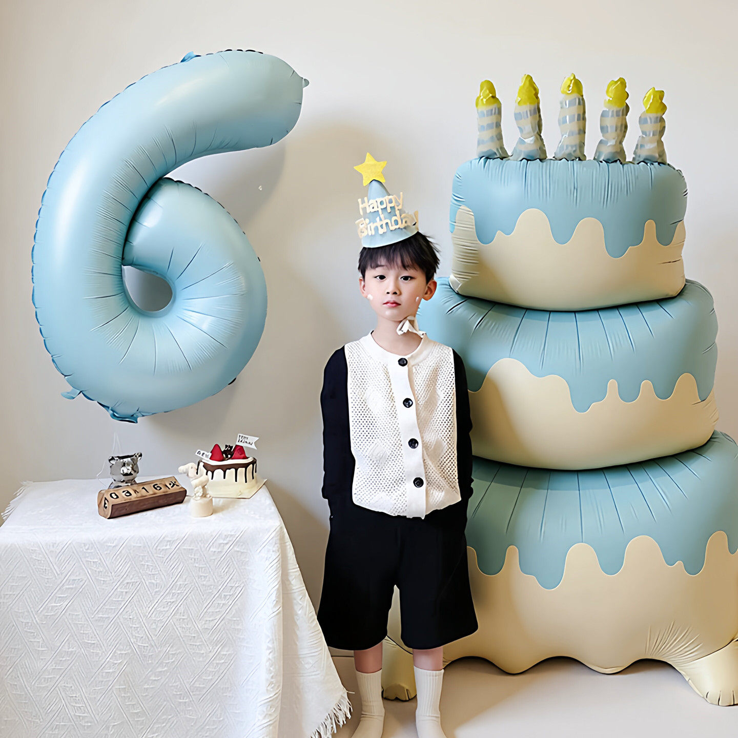 数字气球生日布置男孩宝宝3周岁2岁派对背景墙场景装饰仪式感拍照