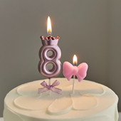 粉色皇冠蝴蝶结数字蜡烛生日布置蛋糕装 饰插件男孩女孩派对装 扮