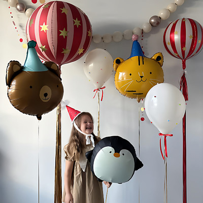 卡通马戏团动物铝膜气球生日装饰