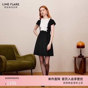 高级感黑色A字裙 莱茵福莱尔连衣裙女夏气质收腰轻熟小众不撞款