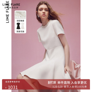 连衣裙 收腰双色别致珍珠新款 莱茵福莱尔赫本风法式 设计感2024春季