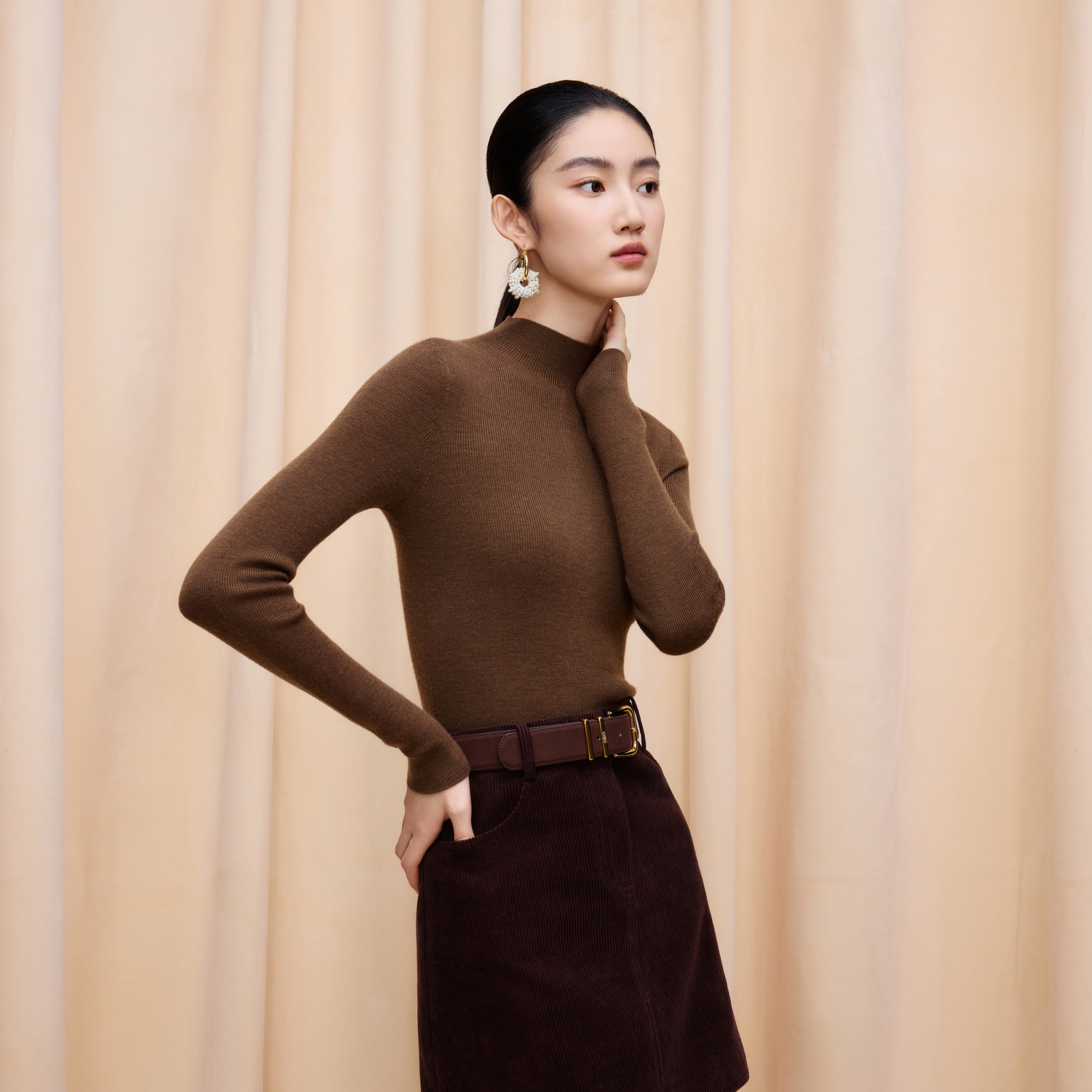 【商场同款】莱茵福莱尔加厚100%超细羊毛TEC可机洗针织打底衫