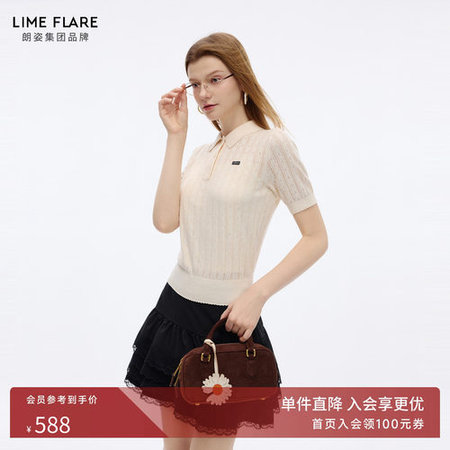 朗姿莱茵福莱尔polo领针织短袖女