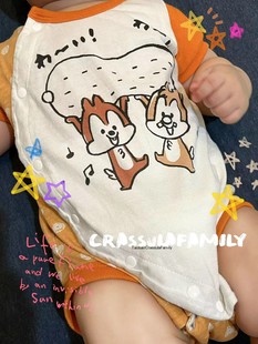 玩具总动员包屁衣三眼仔爬服花栗鼠连体衣奇奇蒂蒂维尼熊宝宝米奇