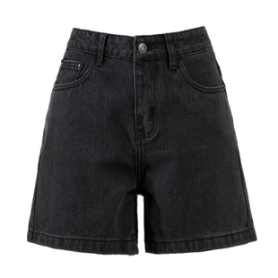 逸阳牛仔短裤女高腰显瘦2025夏季新款宽松大码胖mmA字版型三分裤