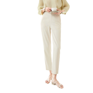 逸阳白色九分直筒修身西装裤女2026春款显瘦休闲宽松哈伦烟管裤子