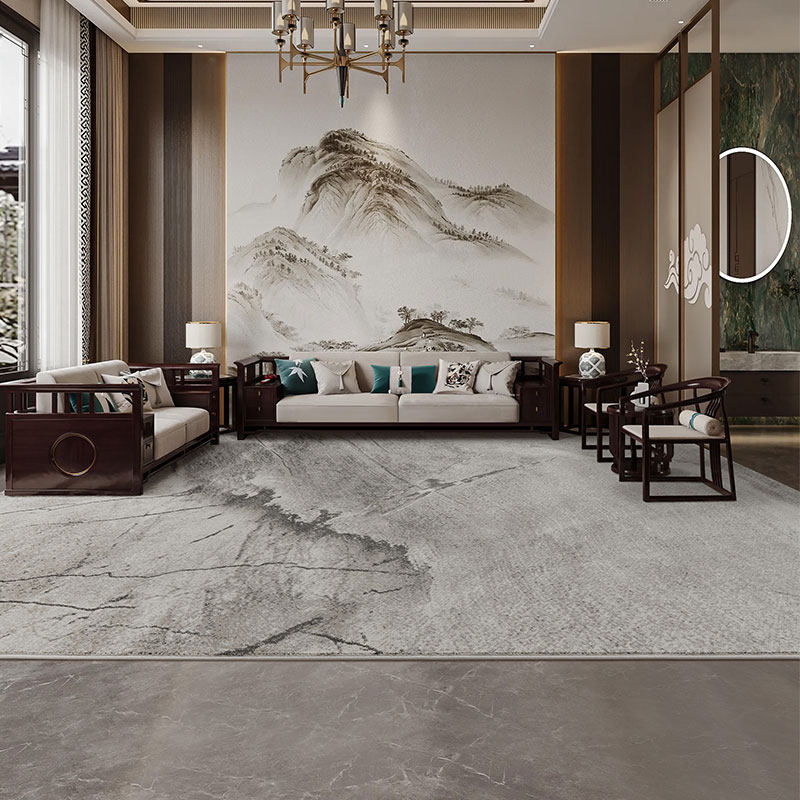 中式地毯客厅新中式中国风古风轻奢高级感灰色书房茶室卧室沙发毯