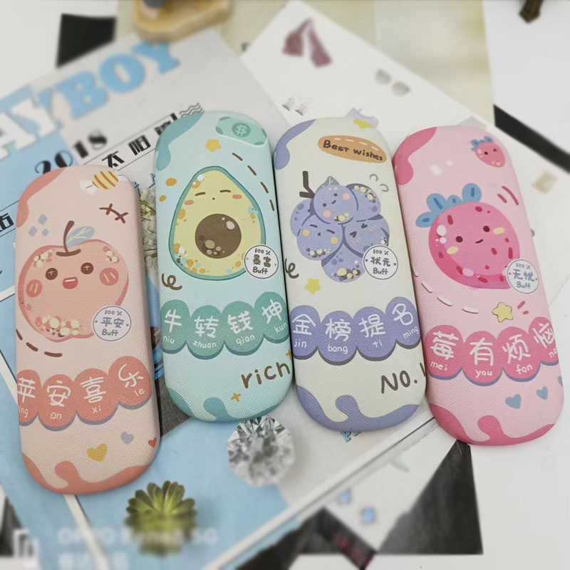 厂家直销 可爱卡通眼镜盒定制新款板材框架近视眼睛盒定做logo