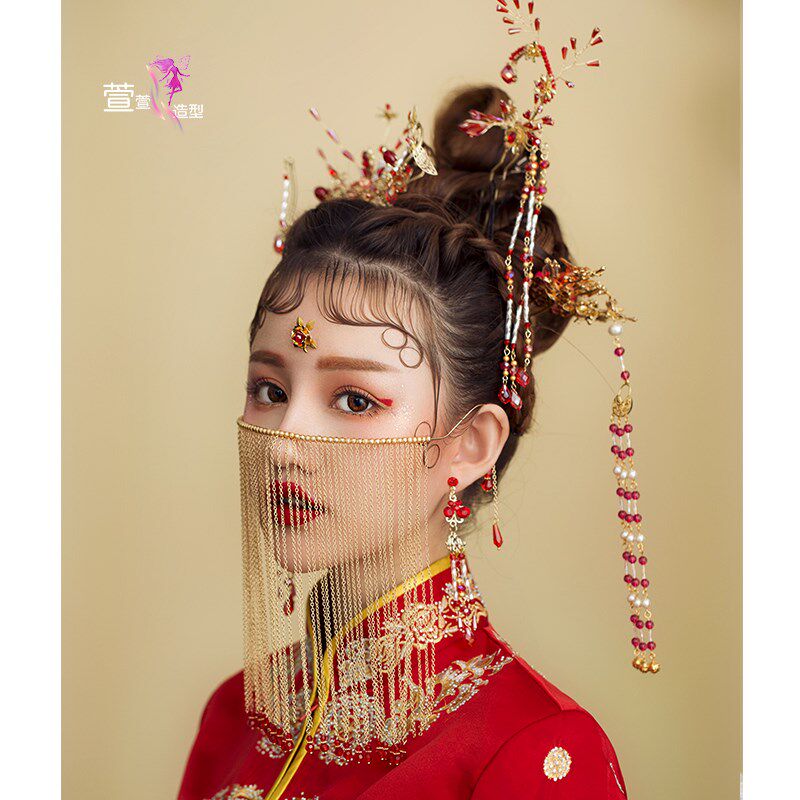 流苏新娘古韵风皇后金色头饰