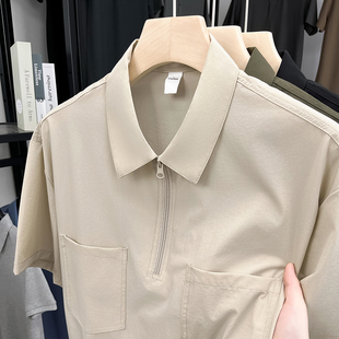 男夏季 冰絲polo衫 恒源祥美式 短袖 速干T恤山系襯衫 工裝 寬松保羅衫