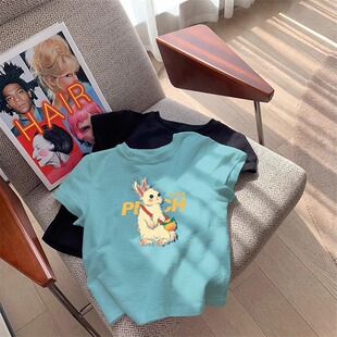 女童正肩短袖T恤夏季2026新款儿童百搭短款上衣大童圆领体恤小衫