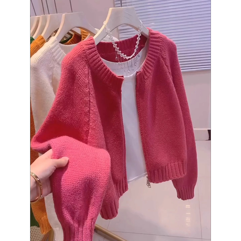 女童短款毛衣外套长袖针织开衫
